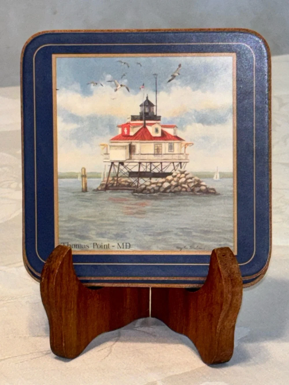 Vintage Pimpernel Lighthouse Coasters Set of 4 Cork Back Made in England